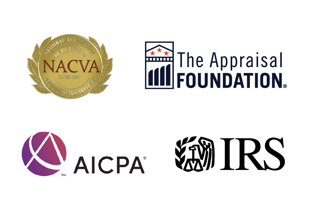 NACVA, The Appraisal Foundation, AICPA, and IRS logos