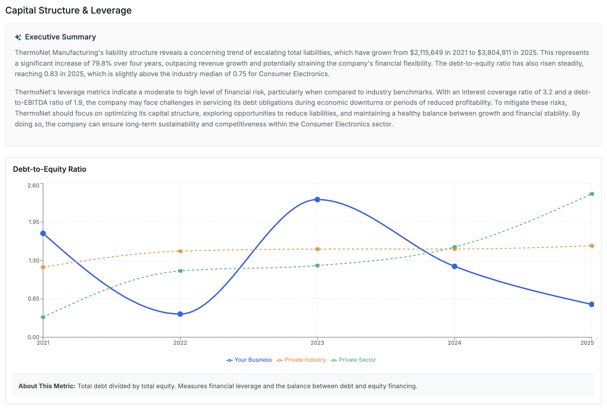 Hyperion capital structure and leverage analysis dashboard